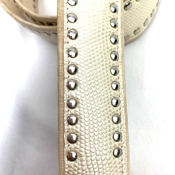 Alberto Guardiani Embellished Snakeskin Embossed Leather Belt White, 38"Lx1.25"W - Picture 4 of 10